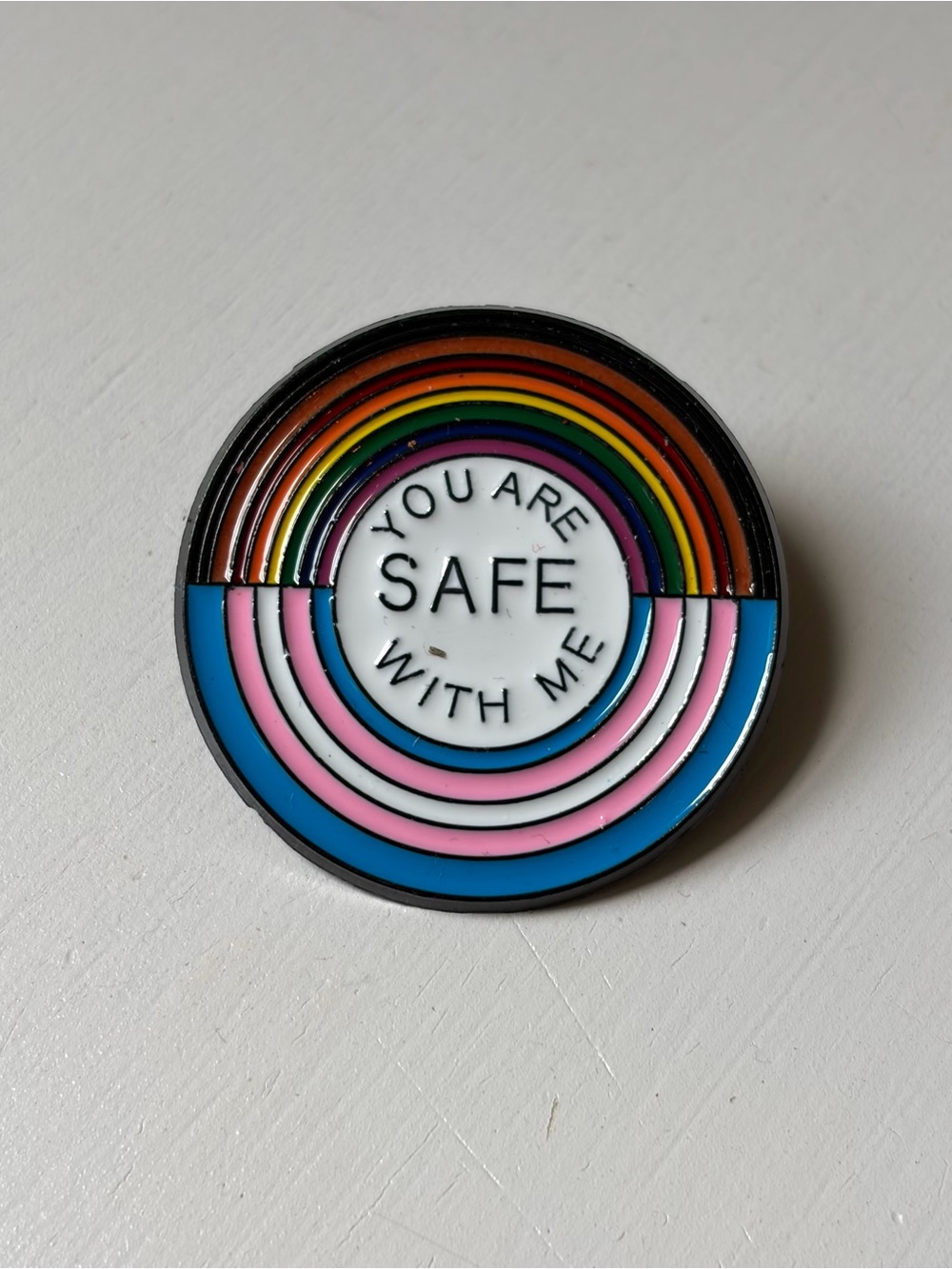 You Are Safe With Me Rainbow LGBT Ally Enamel Pin